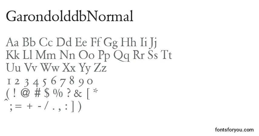 A fonte GarondolddbNormal – alfabeto, números, caracteres especiais