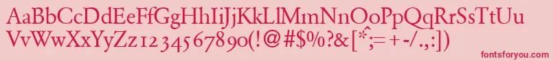 GarondolddbNormal-Schriftart – Rote Schriften auf rosa Hintergrund