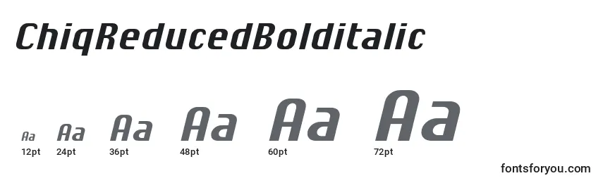Размеры шрифта ChiqReducedBolditalic (66435)
