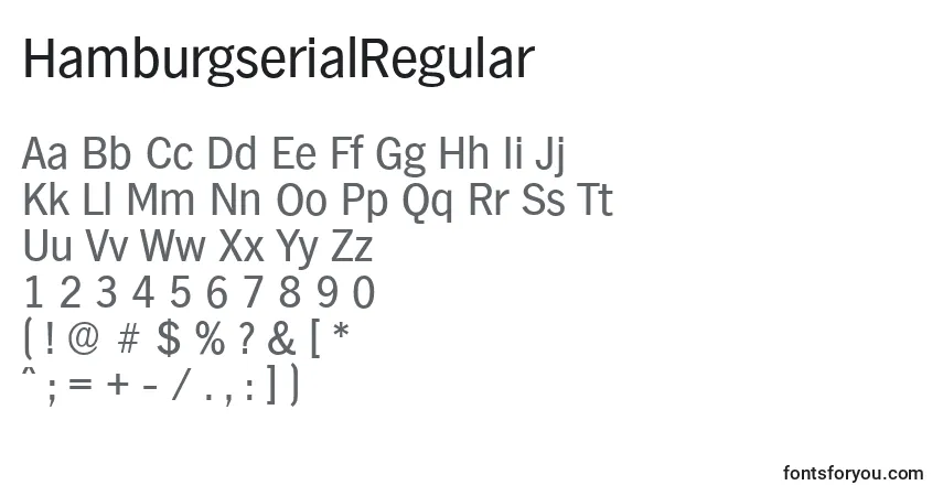 A fonte HamburgserialRegular – alfabeto, números, caracteres especiais