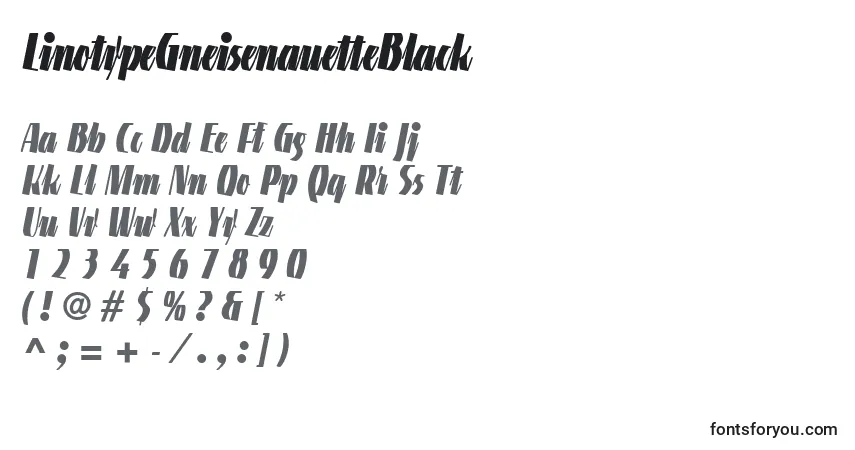 A fonte LinotypeGneisenauetteBlack – alfabeto, números, caracteres especiais
