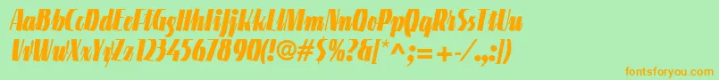 LinotypeGneisenauetteBlack-Schriftart – Orangefarbene Schriften auf grünem Hintergrund