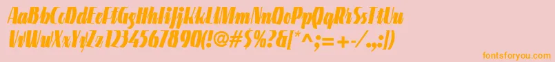 フォントLinotypeGneisenauetteBlack – オレンジの文字がピンクの背景にあります。