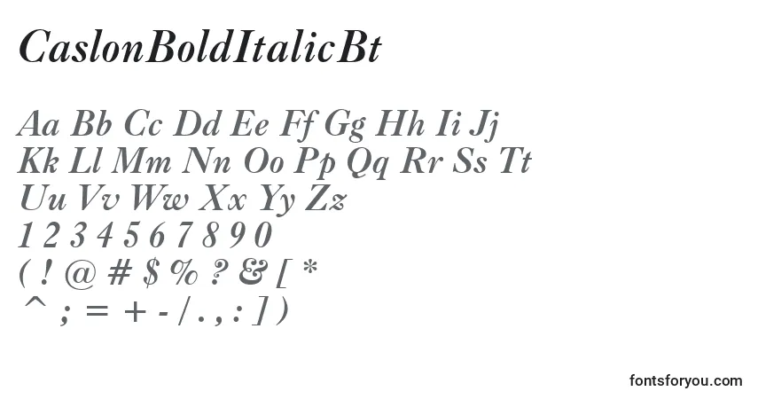 Fuente CaslonBoldItalicBt - alfabeto, números, caracteres especiales