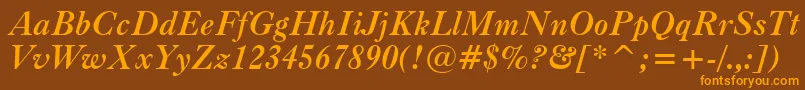 CaslonBoldItalicBt Font – Orange Fonts on Brown Background