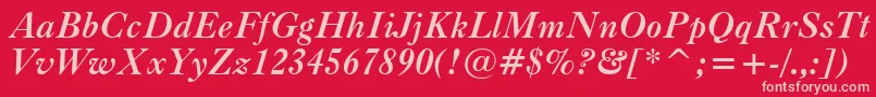 CaslonBoldItalicBt Font – Pink Fonts on Red Background