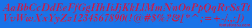 CaslonBoldItalicBt Font – Red Fonts on Blue Background
