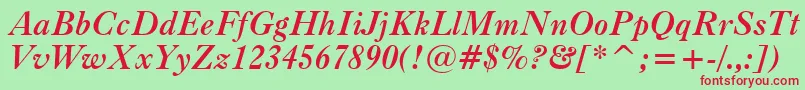 CaslonBoldItalicBt Font – Red Fonts on Green Background