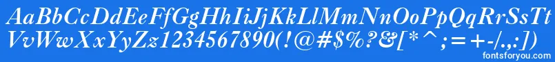 フォントCaslonBoldItalicBt – 青い背景に白い文字