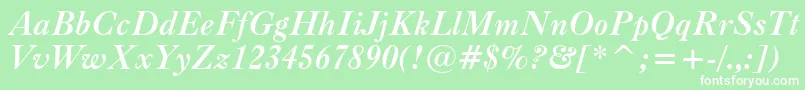 フォントCaslonBoldItalicBt – 緑の背景に白い文字