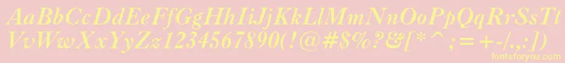 CaslonBoldItalicBt-Schriftart – Gelbe Schriften auf rosa Hintergrund