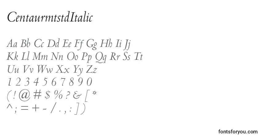A fonte CentaurmtstdItalic – alfabeto, números, caracteres especiais