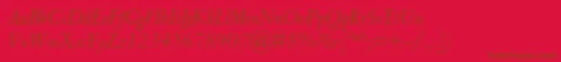 Fonte CentaurmtstdItalic – fontes marrons em um fundo vermelho