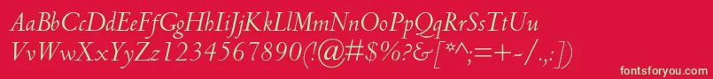 CentaurmtstdItalic Font – Green Fonts on Red Background