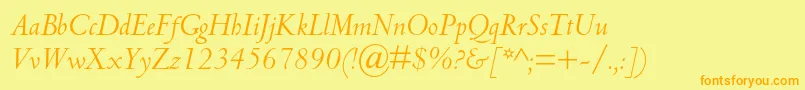 CentaurmtstdItalic Font – Orange Fonts on Yellow Background