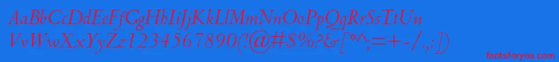 CentaurmtstdItalic Font – Red Fonts on Blue Background