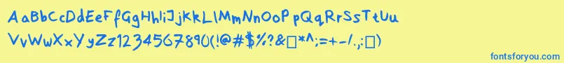 SofiaHandwritten Font – Blue Fonts on Yellow Background
