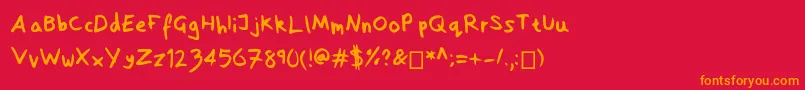 SofiaHandwritten Font – Orange Fonts on Red Background