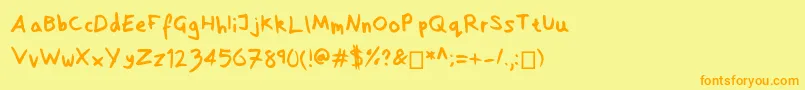 SofiaHandwritten Font – Orange Fonts on Yellow Background