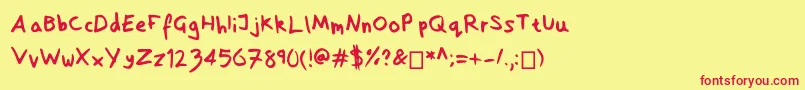 SofiaHandwritten Font – Red Fonts on Yellow Background