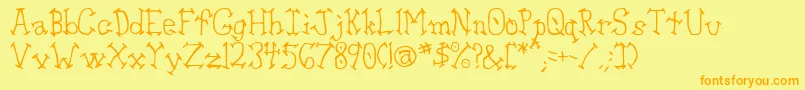 フォントAswell – オレンジの文字が黄色の背景にあります。