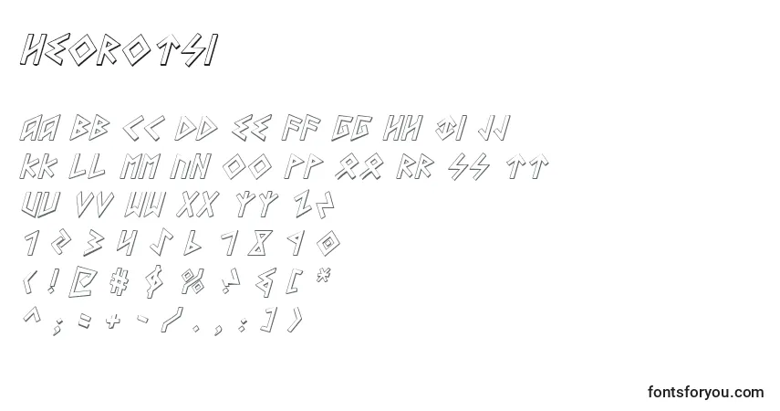 Fuente Heorotsi - alfabeto, números, caracteres especiales