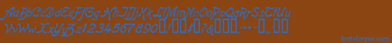 ReginaKursivItalic Font – Blue Fonts on Brown Background