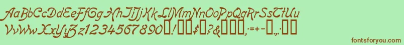 ReginaKursivItalic Font – Brown Fonts on Green Background