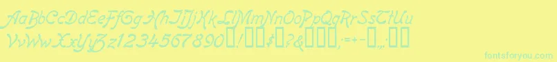 ReginaKursivItalic Font – Green Fonts on Yellow Background