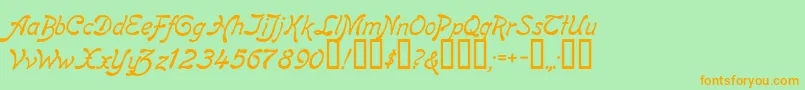 ReginaKursivItalic Font – Orange Fonts on Green Background