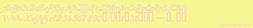 ReginaKursivItalic Font – Pink Fonts on Yellow Background