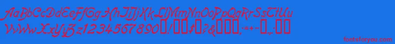 ReginaKursivItalic Font – Red Fonts on Blue Background