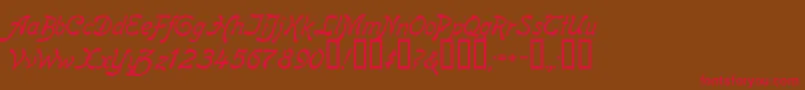 ReginaKursivItalic Font – Red Fonts on Brown Background