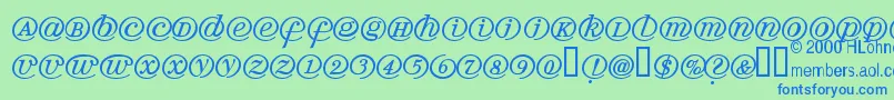 フォントArrobath – 青い文字は緑の背景です。