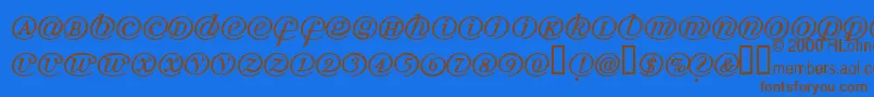 Arrobath-Schriftart – Braune Schriften auf blauem Hintergrund