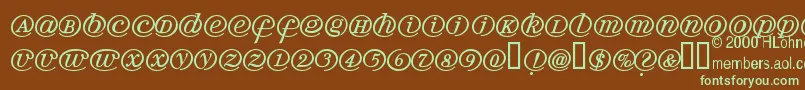 フォントArrobath – 緑色の文字が茶色の背景にあります。