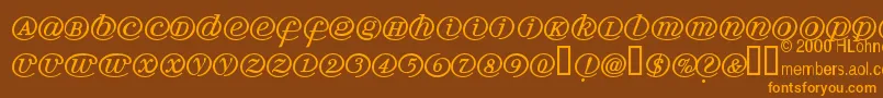 フォントArrobath – オレンジ色の文字が茶色の背景にあります。