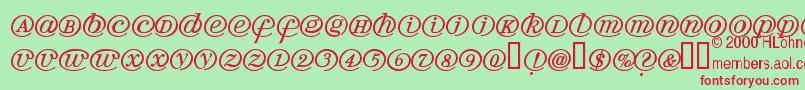 Arrobath-Schriftart – Rote Schriften auf grünem Hintergrund