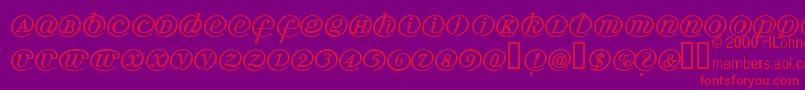 Arrobath-Schriftart – Rote Schriften auf violettem Hintergrund