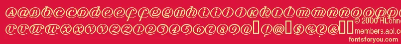 Arrobath-Schriftart – Gelbe Schriften auf rotem Hintergrund