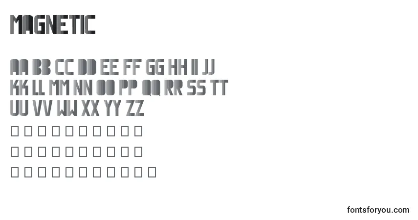 Schriftart Magnetic (66448) – Alphabet, Zahlen, spezielle Symbole