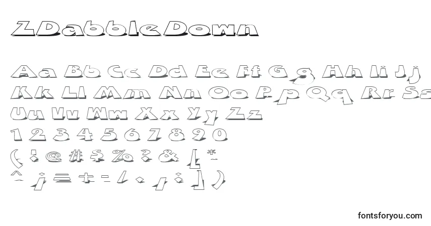 Schriftart ZDabbleDown – Alphabet, Zahlen, spezielle Symbole