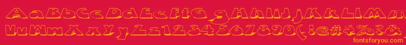 フォントZDabbleDown – 赤い背景にオレンジの文字