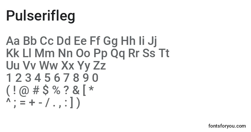 Fuente Pulserifleg - alfabeto, números, caracteres especiales