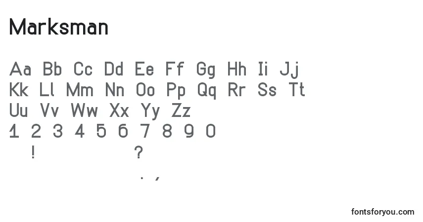 Fuente Marksman - alfabeto, números, caracteres especiales