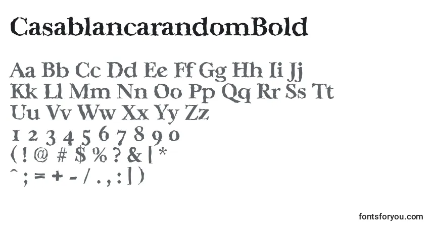 A fonte CasablancarandomBold – alfabeto, números, caracteres especiais