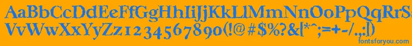 フォントCasablancarandomBold – オレンジの背景に青い文字