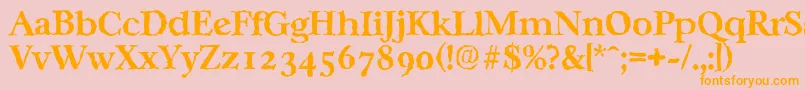 フォントCasablancarandomBold – オレンジの文字がピンクの背景にあります。