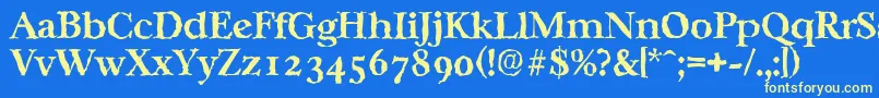 フォントCasablancarandomBold – 黄色の文字、青い背景