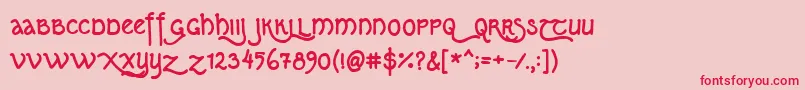フォントKipferln07 – ピンクの背景に赤い文字